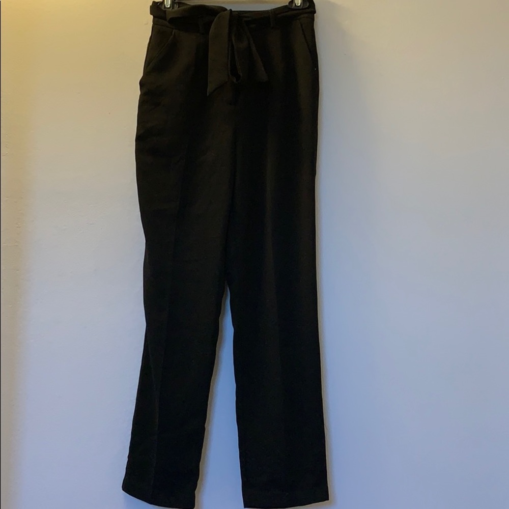 Black Waist Tie High Waisted Dress Pants
